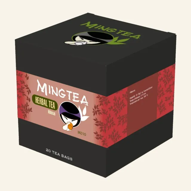 Ming tea Hibiscus kruidenthee 20 piramidezakjes fruitig cafeïnevrij