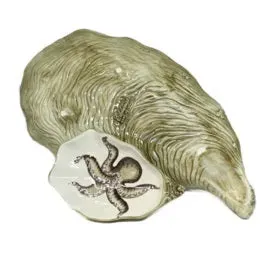 Piccobella Octopus oesterschaal 47 cm keramiek handbeschilderd