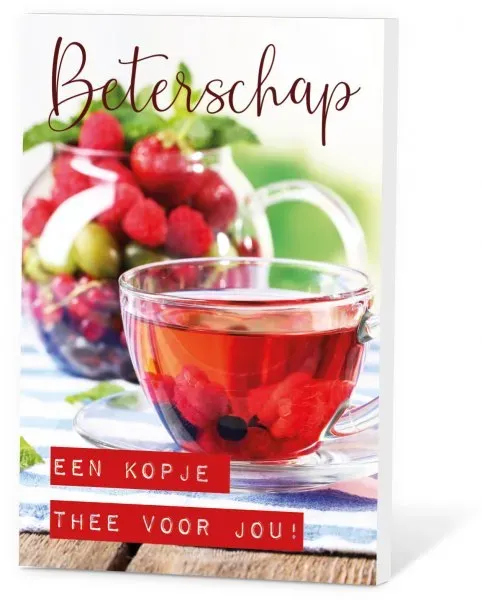 Thee in een Kaartje Beterschap thee kaartje fruitmand