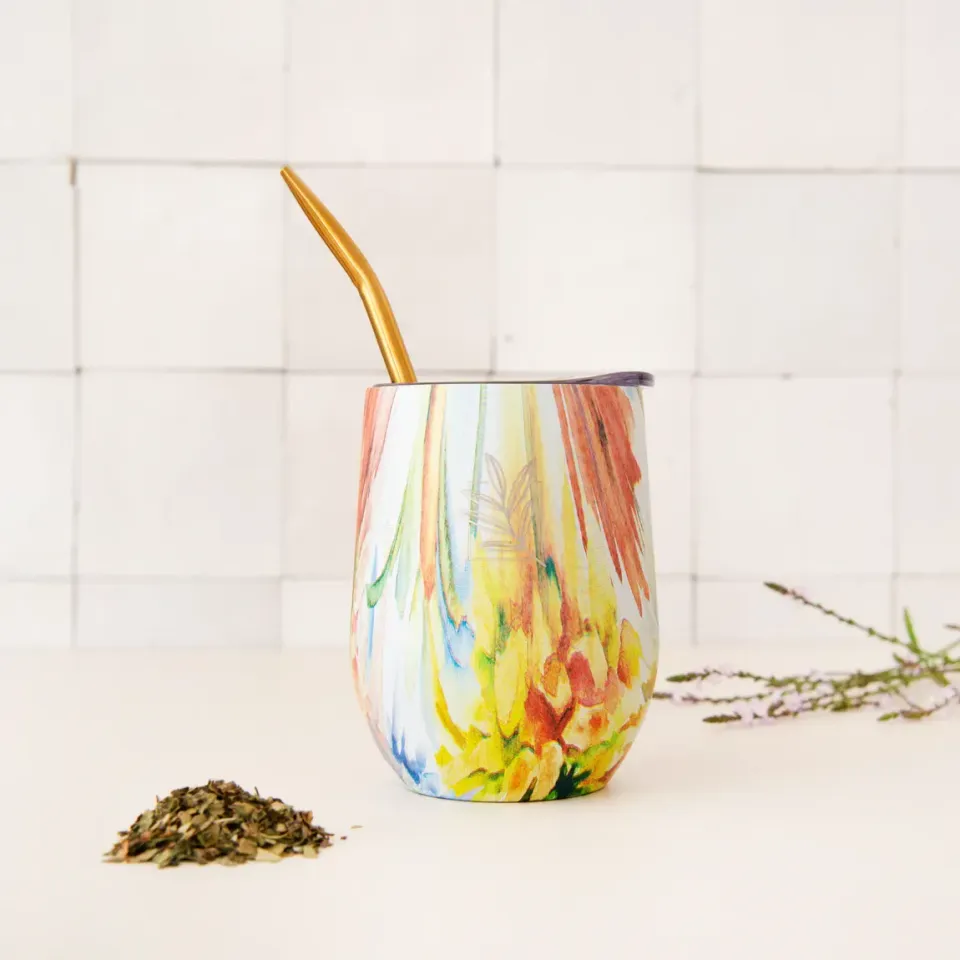 Tea Leafs Dubbelwandige Mate Beker RVS Regenboog 350ml