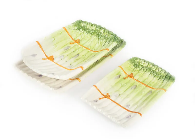 Piccobella Aspergeschaal met uitlekschaal groen keramiek 33,5 cm