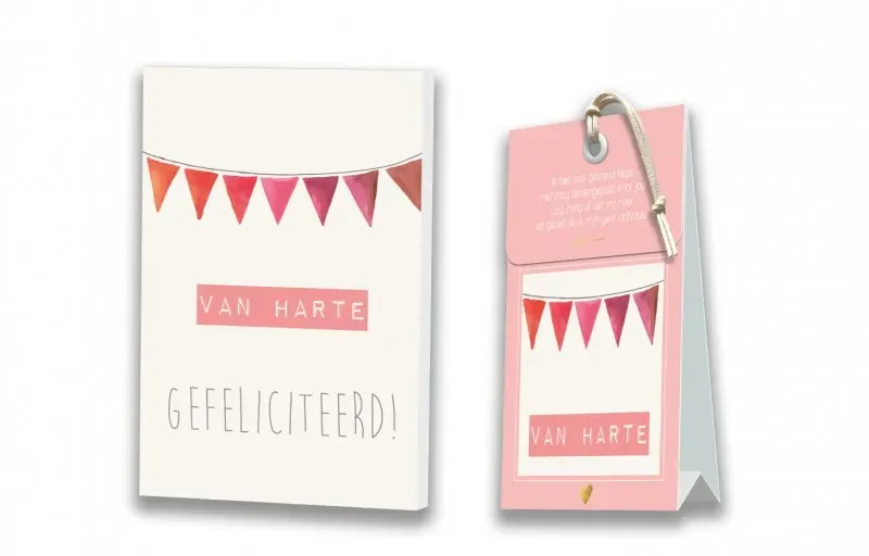 Villa servies kaart geurtasje Van harte gefeliciteerd