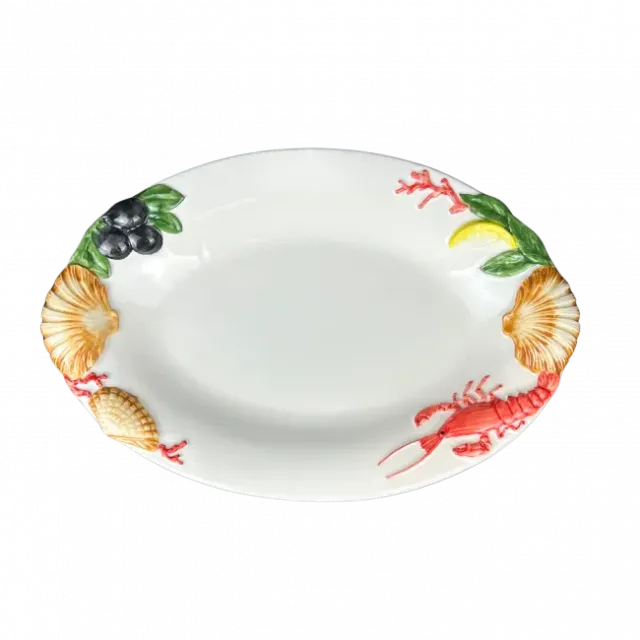 Piccobella Frutti di Mare schaal wit 32 cm handbeschilderd