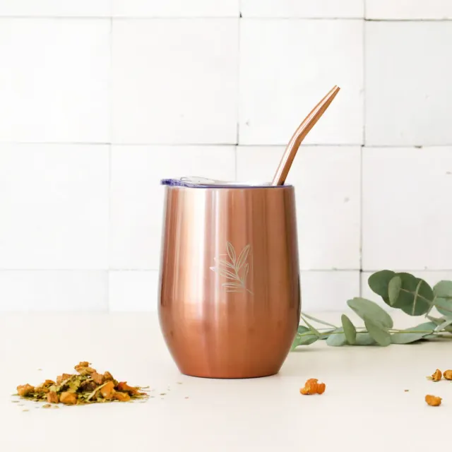 Tea Leafs Original Mate beker rosé 350 ml dubbelwandig