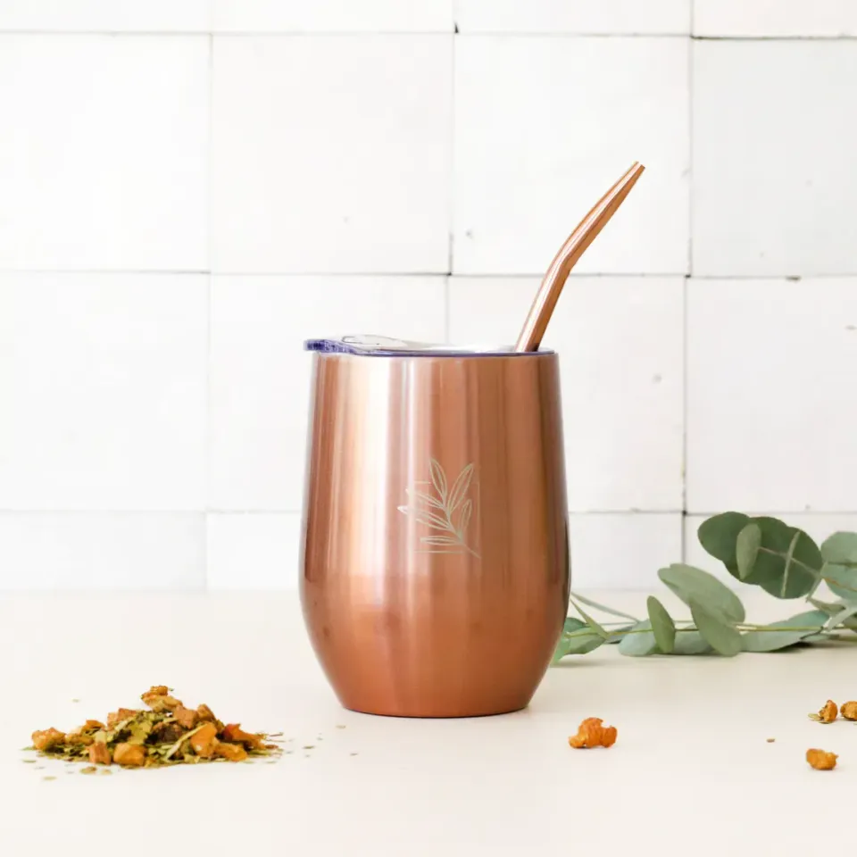 Tea Leafs Original Mate beker rosé 350 ml dubbelwandig