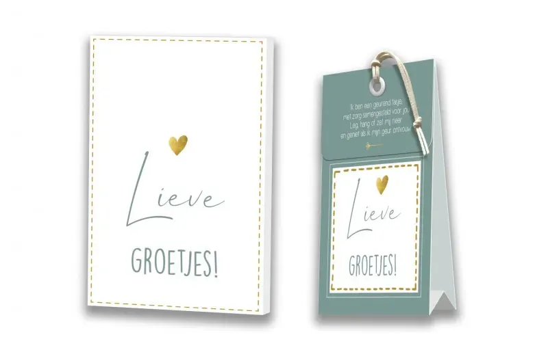 Villa servies Kaart met Geurtasje lieve groetjes wenskaart met tasje