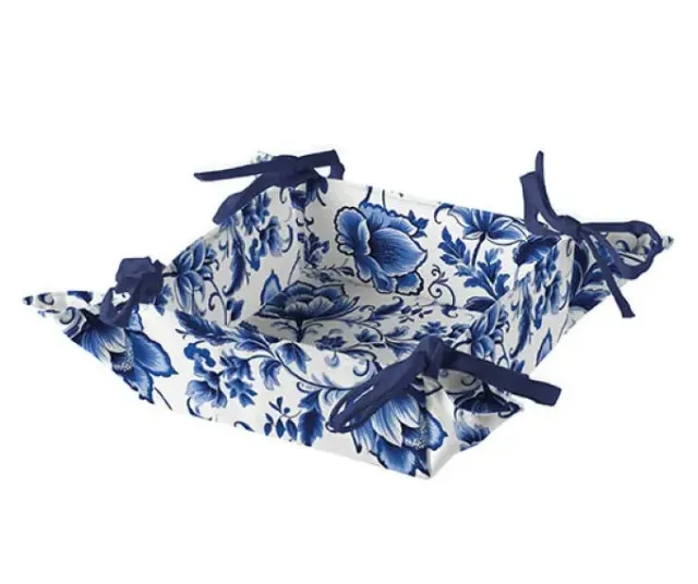 Ambiente Delft Blue Florals broodmand katoen 20 cm