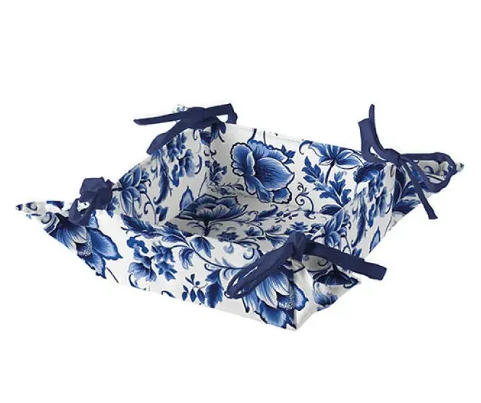 Ambiente Delft Blue Florals broodmand katoen 20 cm