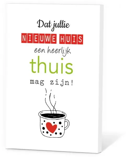 Thee in een Kaartje nieuw huis groene thee 2 kopjes