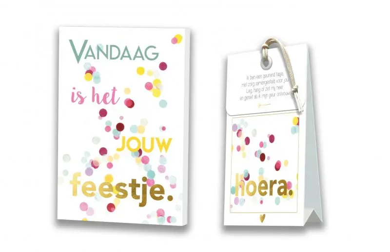 Villa servies Kaart met Geurtasje Vandaag feestje kraft envelop