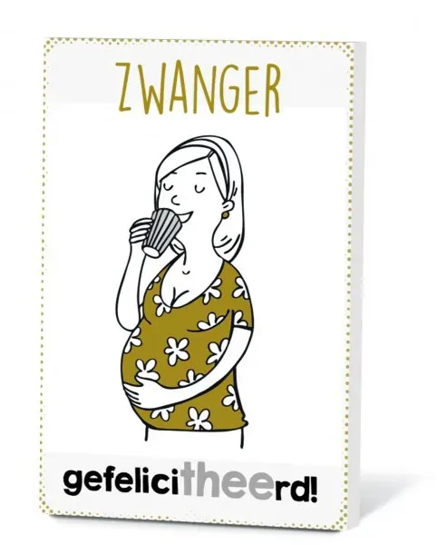 Thee in een Kaartje Zwanger Gefeliciteerd 2 kopjes