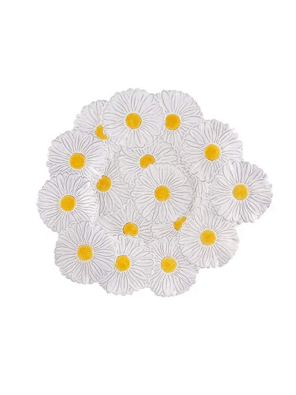 Bordallo Pinheiro Maria Flor schaal 47 cm grijs-geel aardewerk