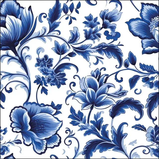Ambiente Delft Blue Florals Servetten 20 Stuks 33 cm 3-Laags