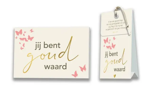 Villa servies kaart met geurtasje jij bent goud waard
