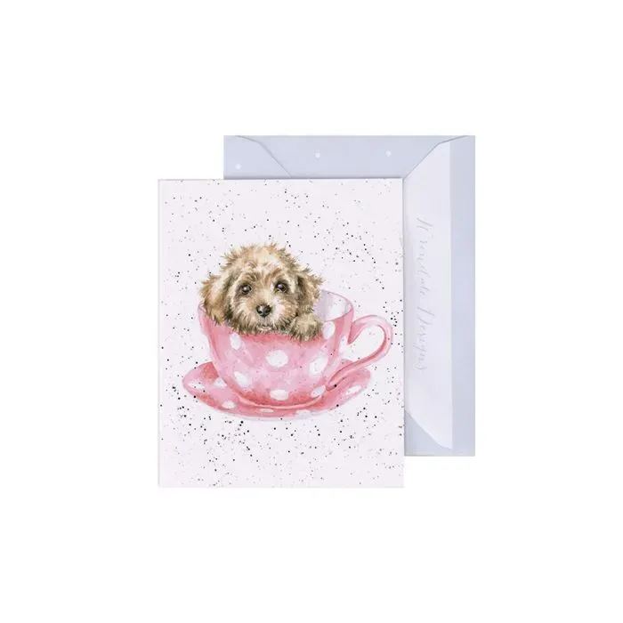 Wrendale Designs Teacup Pup kaart mini 9x7,2 cm met envelop