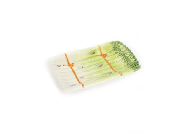 Piccobella Asperges schaal keramiek groen 25x17cm handbeschilderd