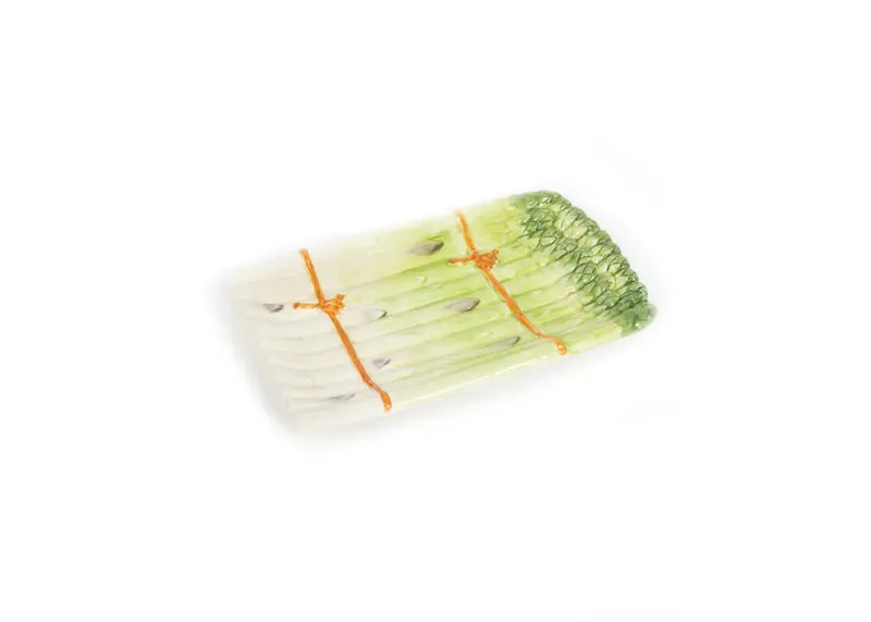 Piccobella Asperges schaal keramiek groen 25x17cm handbeschilderd