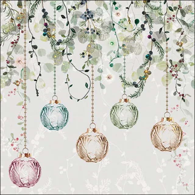 Ambiente Floral Christmas Grey servetten 25 cm 20 stuks