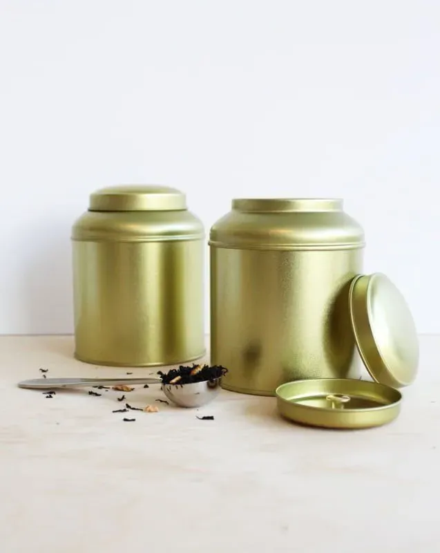 Tea Leafs melkbus theeblik 100 gram goud