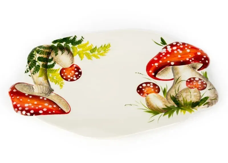 Piccobella Paddenstoel Schaal Keramiek Rood Wit 45 cm