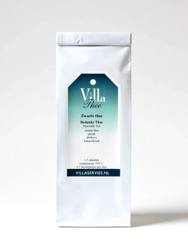 Villa servies Bedankt zwarte thee 100 gram perzik