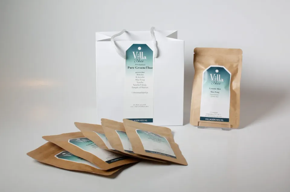 Villa Servies Pure Groene Thee Proefpakket 6 Soorten met Lepel