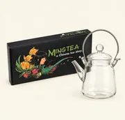 Ming tea luxe cadeauset 12 theebloemen glazen theepot 350 ml