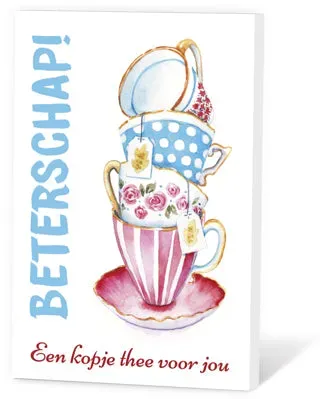 Villa servies Thee in een Kaartje Beterschap theekaart fruit