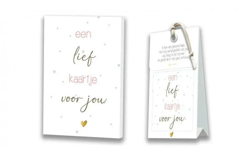 Villa servies kaart met geurtasje lief kaartje kraft
