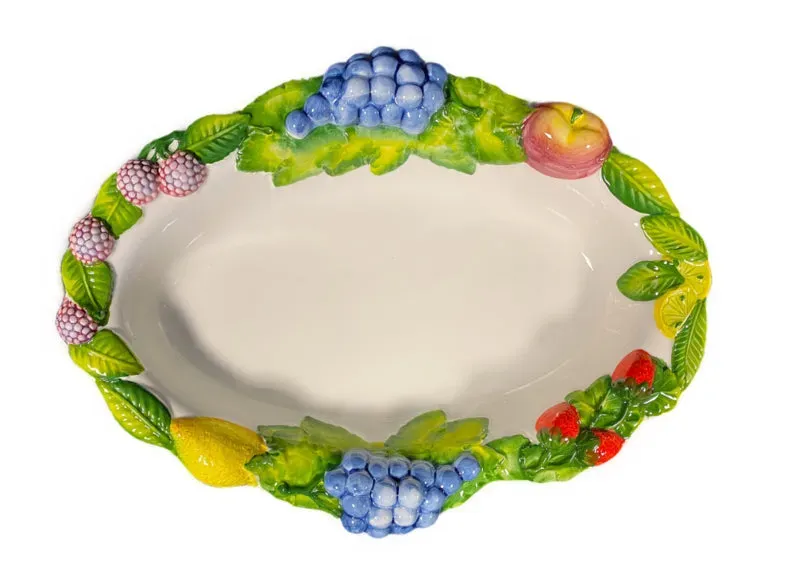 Piccobella Fruit schaal 37x28 cm keramiek met reliëf