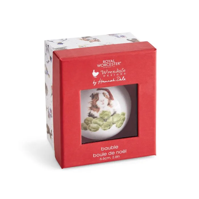 Wrendale Designs Sprouts kerstbal cavia porselein 7 cm