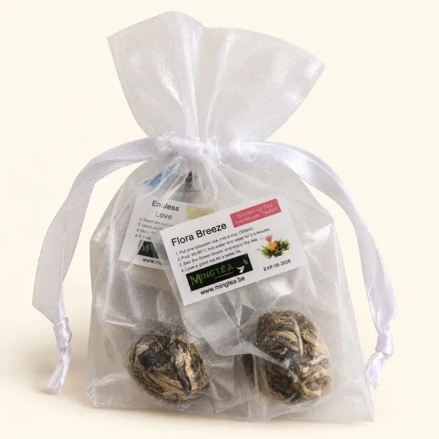 Ming Tea theebloemen 3 stuks in organza zakje proeverij cadeau