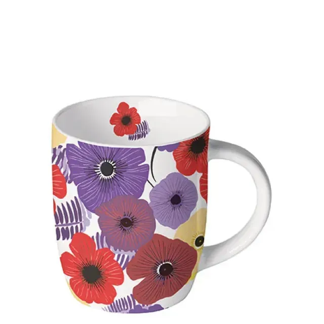 Ambiente Colourful Flowers Lila beker 200 ml porselein