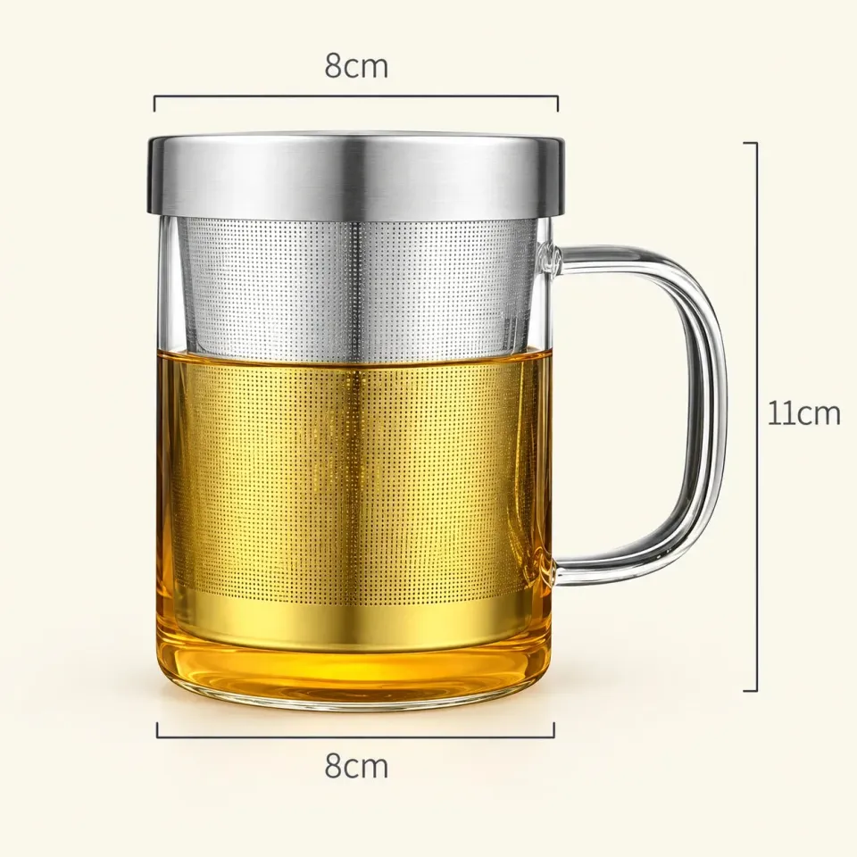 Ming tea theeglas met filter 400 ml borosilicaat