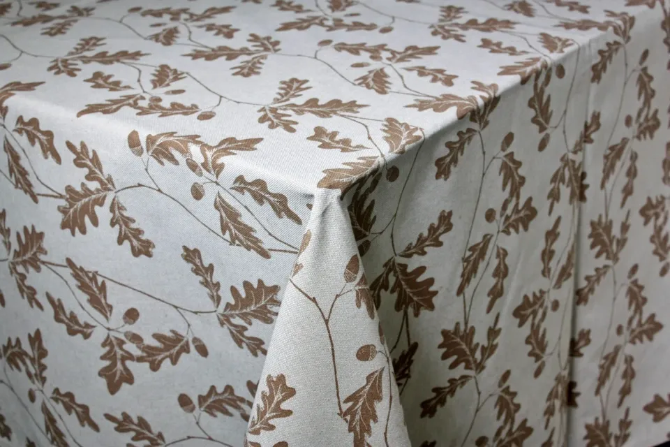 Villa servies Bruin Eikenblad tafelkleed 250x140 cm katoen
