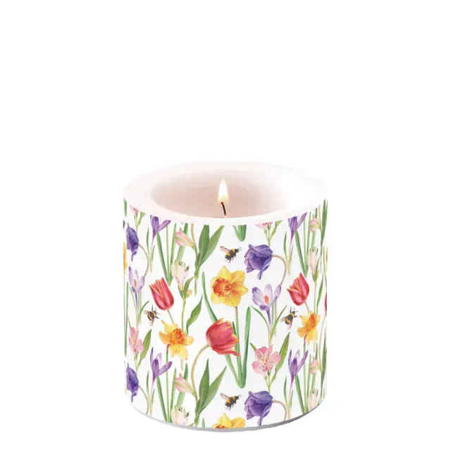 Ambiente Flowers in Spring kaars klein paraffine 9 cm