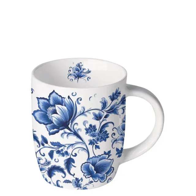 Ambiente Delft Blue Flowers beker 200 ml fine bone china