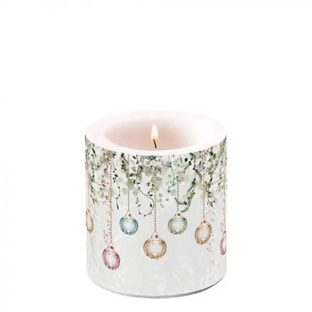 Ambiente Floral Christmas Grey kaars klein 9 cm paraffine