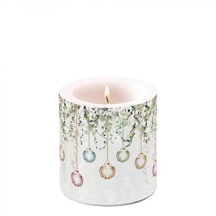 Ambiente Floral Christmas Grey kaars klein 9 cm paraffine