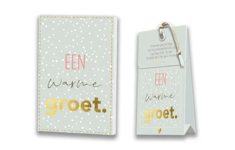 Villa servies Kaart met geurtasje Een warme groet