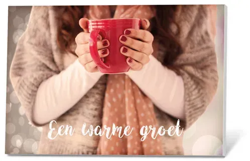 Villa servies Thee in een Kaartje warme groet thee 2 kopjes