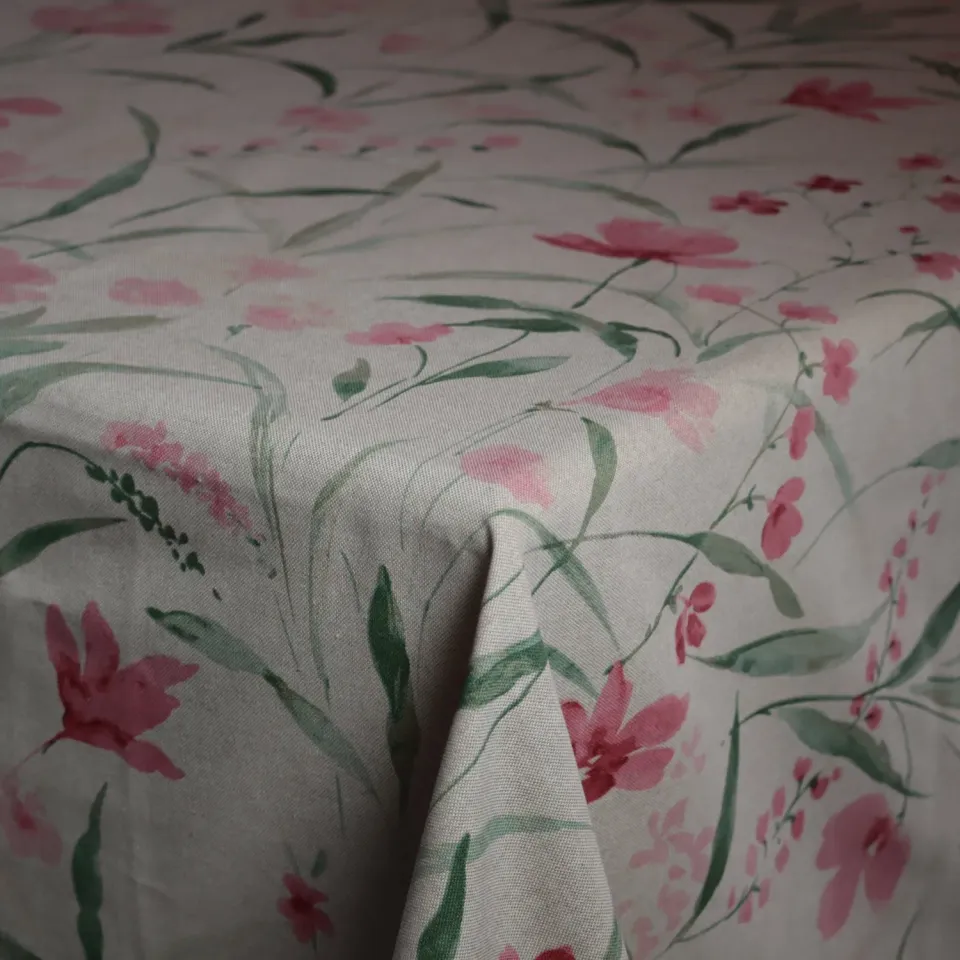 Villa Servies Tafelkleed Roze Bloemen Katoen 250x140 cm