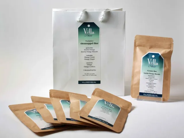 Villa Servies Sinaasappel thee proefpakket 6 soorten lepel