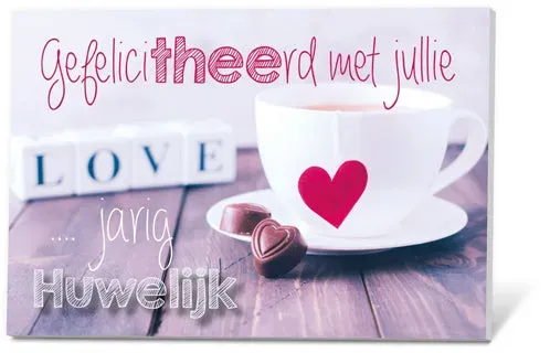 Villa servies Thee in een Kaartje Huwelijk rooibos thee 2 kopjes