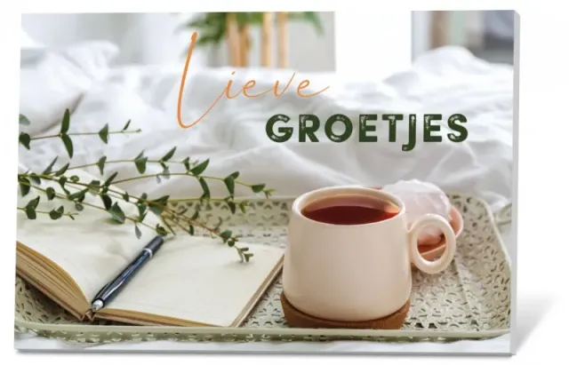 Thee in een Kaartje Lieve groetjes jasmijnthee 2 kopjes