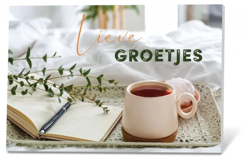 Thee in een Kaartje Lieve groetjes jasmijnthee 2 kopjes