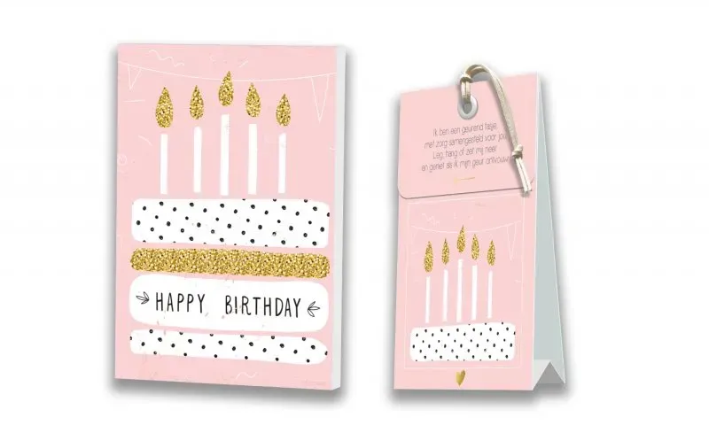 Villa servies Happy Birthday kaart met geurtasje 12,5 cm