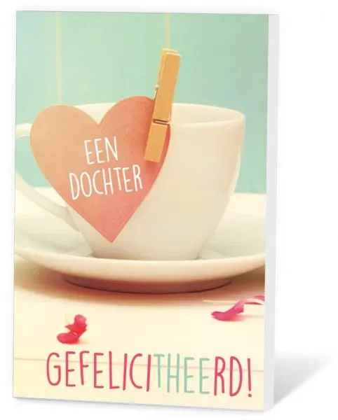 Villa Servies Thee in een Kaartje Een Dochter theekaartje geboorthee