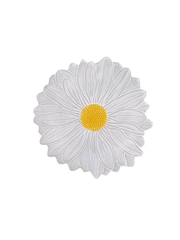 Bordallo Pinheiro Maria Flor Margarida ontbijtbord grijs geel 23 cm