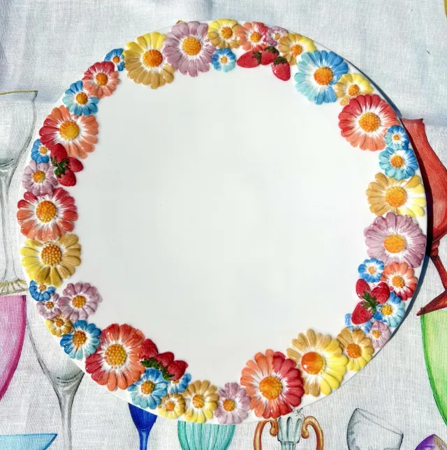 Piccobella Fiori taartschaal keramiek 36 cm bloemen